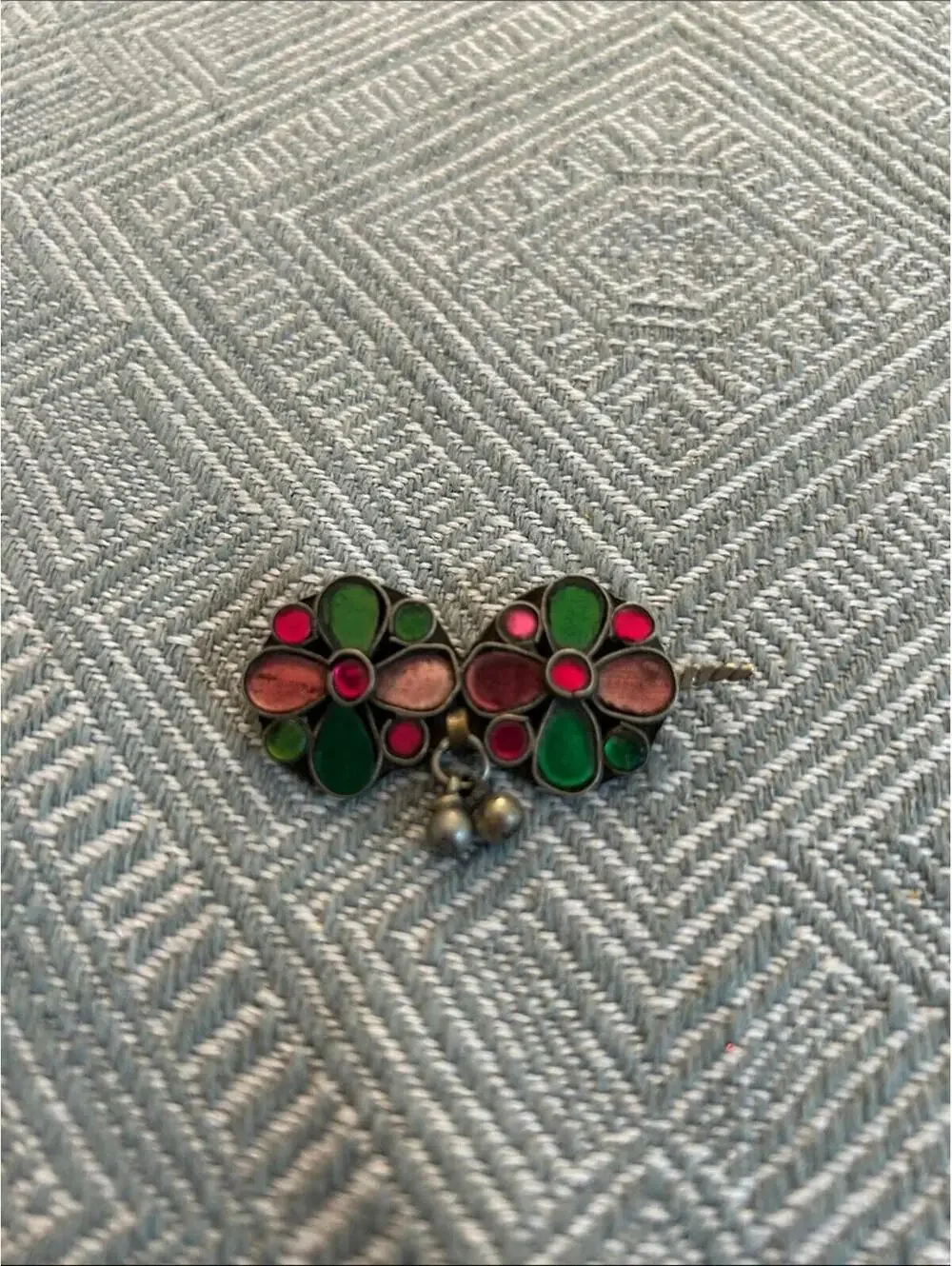 Vintage Green & Pink Floral Hairclip Set